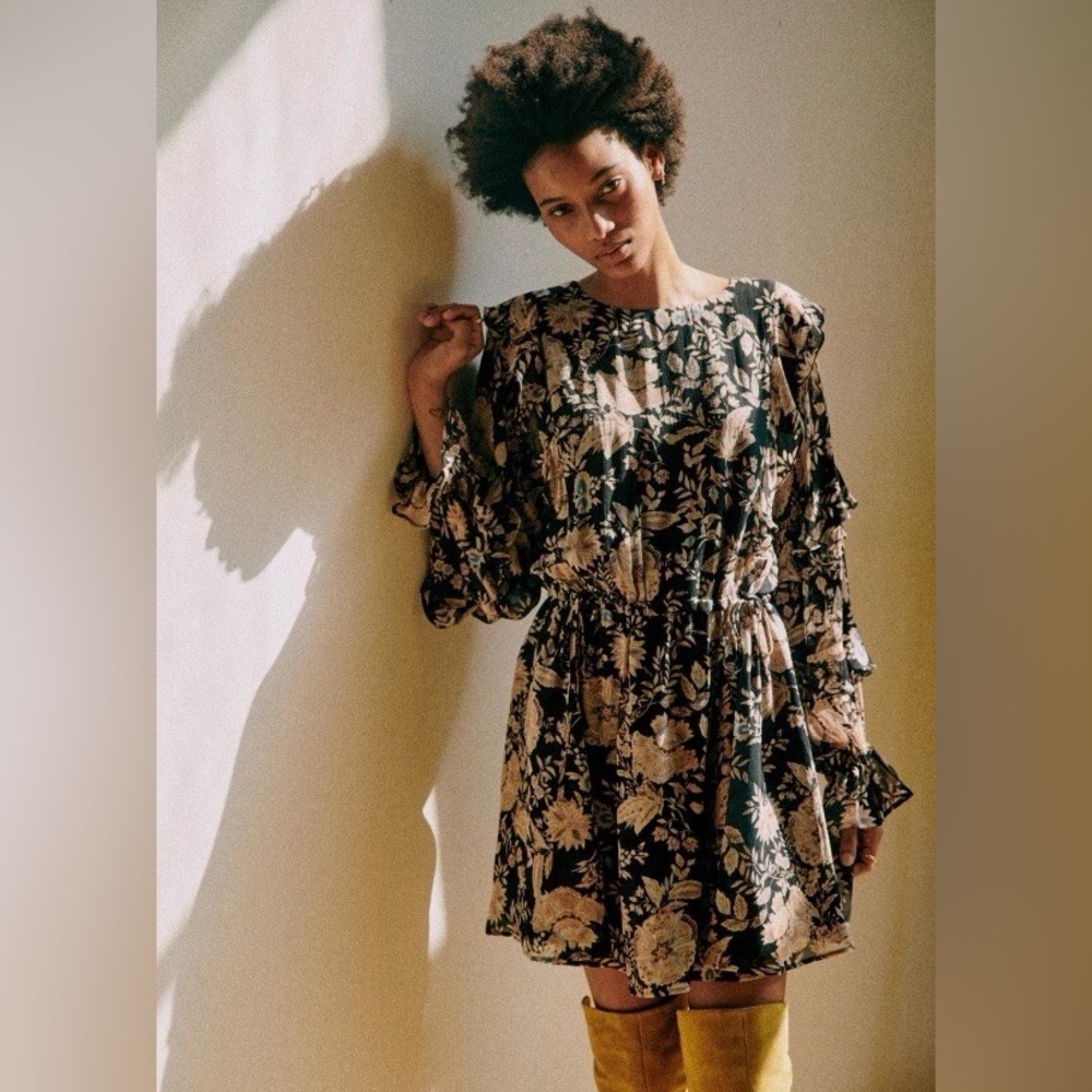 Sezane Lali Black Floral Print Dress - Picture 2 of 3